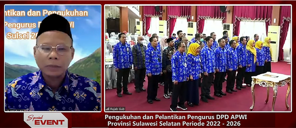 PENGUKUHAN DAN PELANTIKAN PENGURUS DPD APWI PROVINSI SULAWESI SELATAN PERIODE 2022-2026
