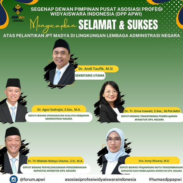Selamat dan Sukses atas Pelantikan JPT Madya di LIngkungan Lembaga Administrasi Negara Republik Indonesia (LAN RI)
