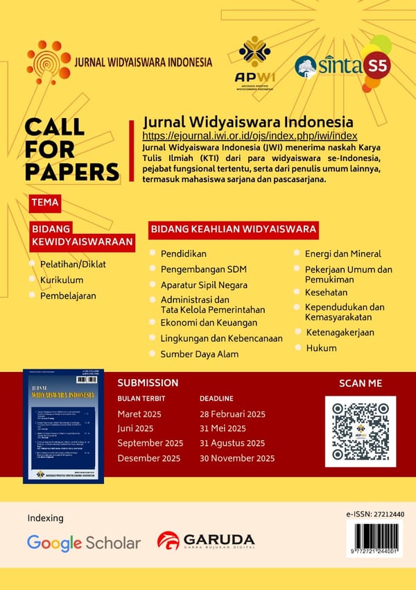 Call for Paper Jurnal Widyaiswara Indonesia